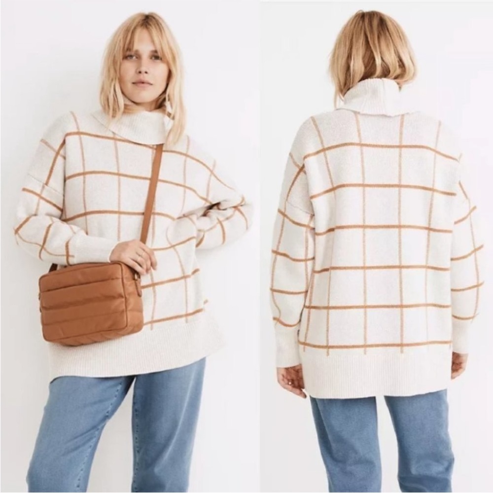 Madewell pearldale turtleneck sweater in windowpane